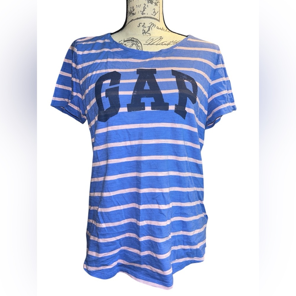 GAP Blue and Pink Striped Women's Top